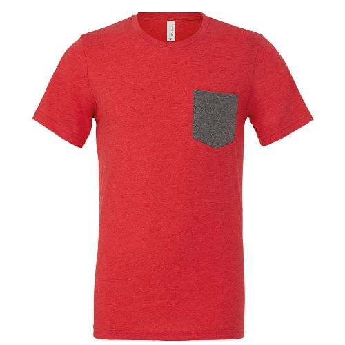 Bella Canvas Unisex Jersey Short Sleeve Pocket T-Shirt Heather Red/Deep Heather